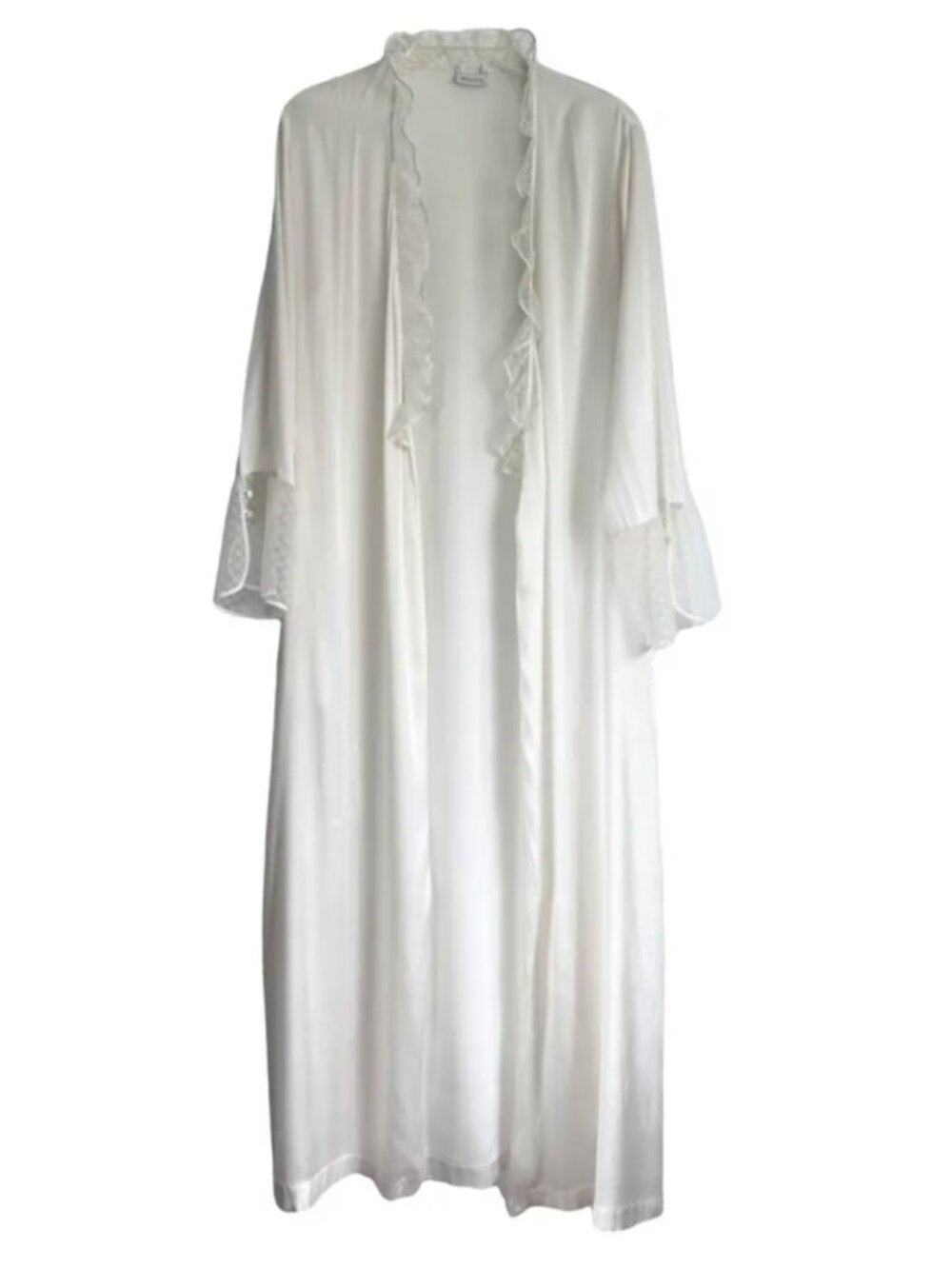 Vintage La Perla Malizia Ivory Lace Trim Peignoir Robe Italy Bridal Small